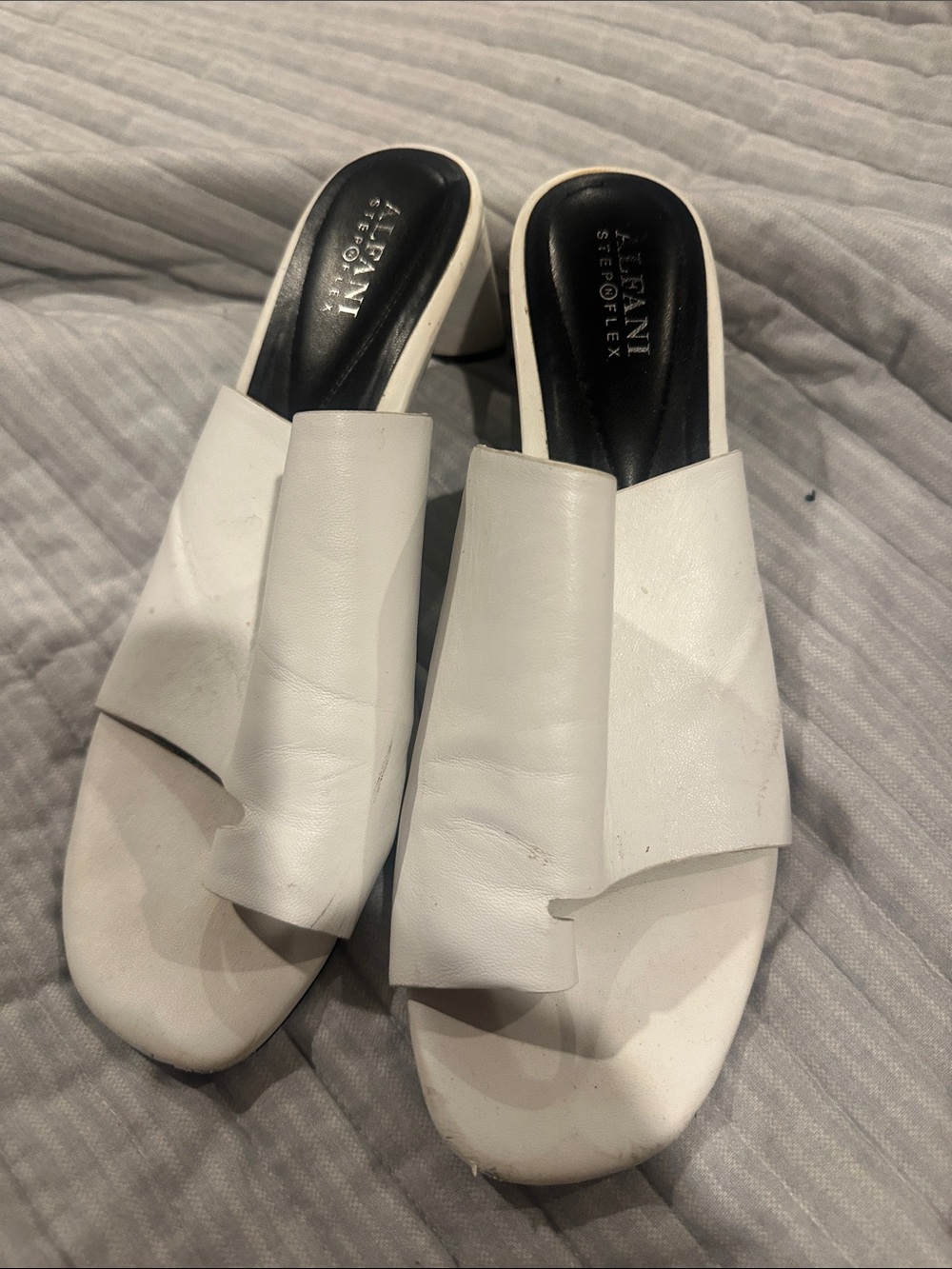 Alfani White Leather Slide Mules